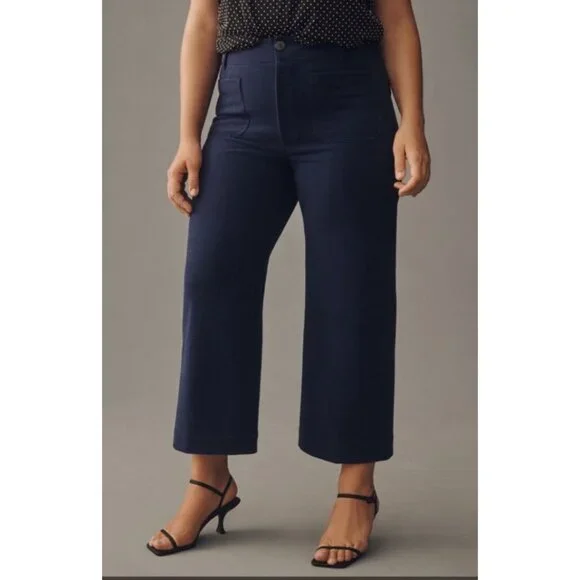 NEW Anthropologie Maeve The Colette Wide-Leg High-Rise Crop Linen Blend Pants - Picture 2 of 13